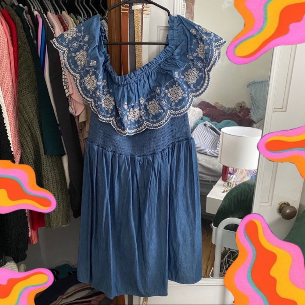 Off the shoulder denim dress